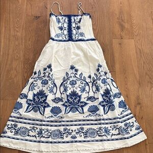 NWT farm rio Off-White Shell Garden Lenzing Ecovero Euroflax Midi Dress